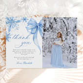 Winter Blauwe Strik Sneeuwvlokken Baby Shower Foto Bedankkaart