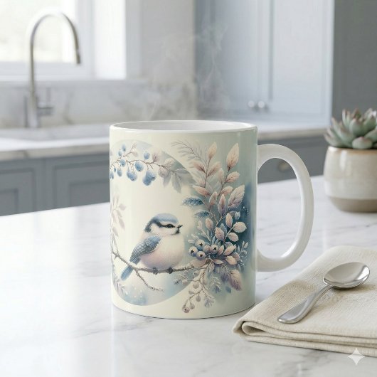 Winter Blauwe Vogel Beskrans Koffiemok