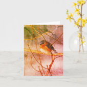 Winter Blauwe Vogel Dieren Kunst Notitiekaart (Gele Bloem)