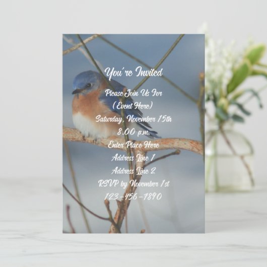 Winter Blauwe Vogel Natuurfeest Kaart (Staand voorkant)