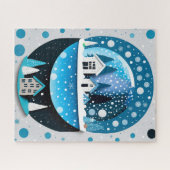 Winter Blauwe Vogels In Liefde Kerst Huwelijk Legpuzzel (Horizontaal)