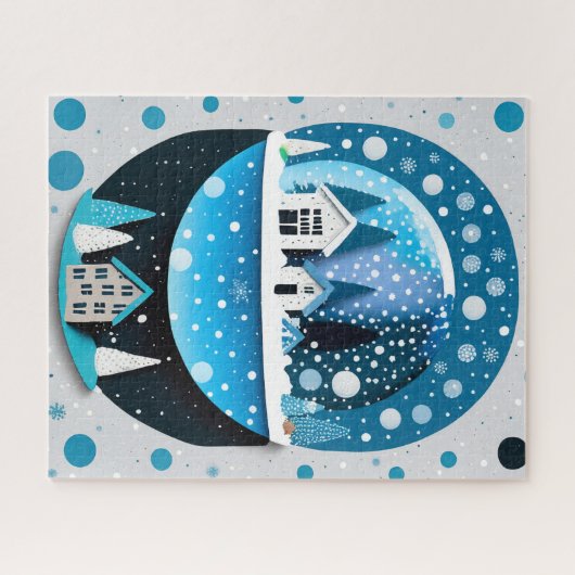 Winter Blauwe Vogels In Liefde Kerst Huwelijk Legpuzzel (Horizontaal)