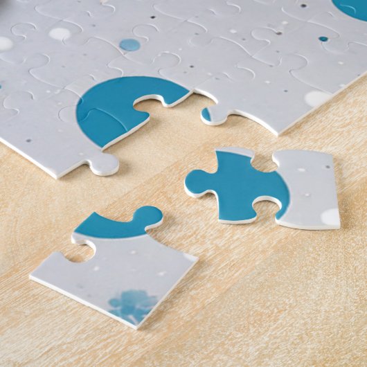 Winter Blauwe Vogels In Liefde Kerst Huwelijk Legpuzzel (Zijkant)