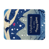 Winter Blauwe Vogels Kerstvakantie Groeten Magneet (Horizontaal)