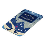 Winter Blauwe Vogels Kerstvakantie Groeten Magneet (Linkerzijde)