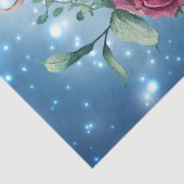 Winter Blauwe Waterverf Bloemen Vogelkooi Decoupag Tissuepapier (Detail)