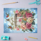 Winter Blauwe Waterverf Bloemen Vogelkooi Decoupag Tissuepapier (Craft)