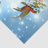 Winter Blauwe Waterverf Bloemen Vogelkooi Decoupag Tissuepapier (Detail)