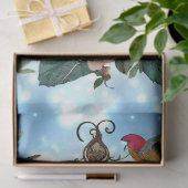 Winter Blauwe Waterverf Bloemen Vogelkooi Decoupag Tissuepapier (Geschenk)