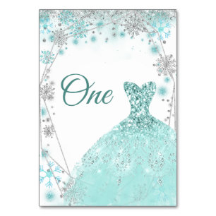 Winter Blauwgroen Zilveren Sneeuwvlok Quinceañera Kaart