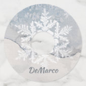 Winter Blauwte met Snowflake Wijnglaslabel (Voorkant)