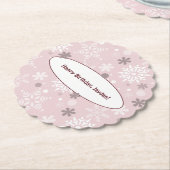 Winter Bleek-roze Snowflake Birthday Party Kartonnen Onderzetters (Gekanteld)