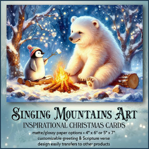 Winter Blessings Beer Penguin KJV Verse Kerst Feestdagen Kaart