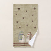 Winter Blessings Country Folkart Sneeuwkoppel Bad Handdoek (Handdoek)