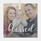 Winter Blessings Custom Foto Kerstversiering Glas Ornament (Voorkant)