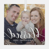 Winter Blessings Custom Foto Kerstversiering Glas Ornament (Achterkant)