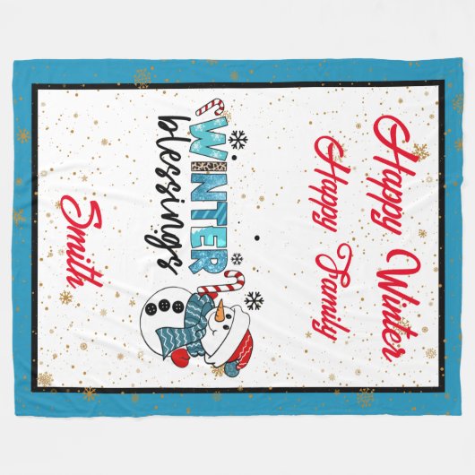 Winter Blessings Customize Fleece Deken (Voorkant (Horizontaal))