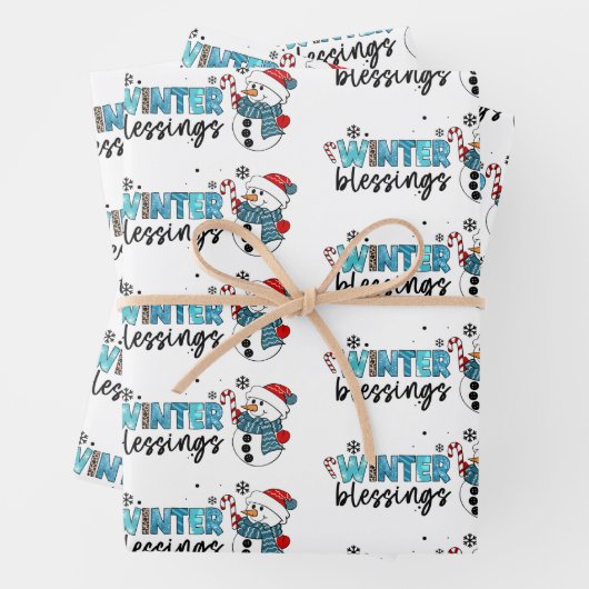 Winter Blessings Customize Inpakpapier Vel (In situ)