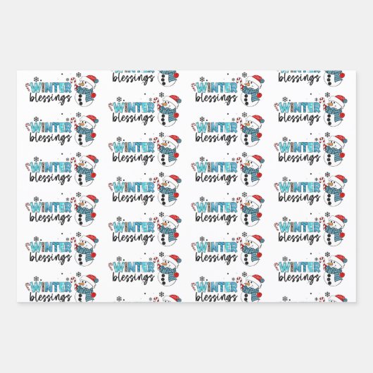 Winter Blessings Customize Inpakpapier Vel (Voorkant 3)