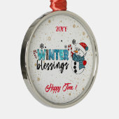 Winter Blessings Customize Metalen Ornament (Rechts)