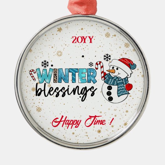 Winter Blessings Customize Metalen Ornament (Voorkant)