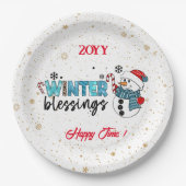 Winter Blessings Customize Papieren Bordje (Voorkant)