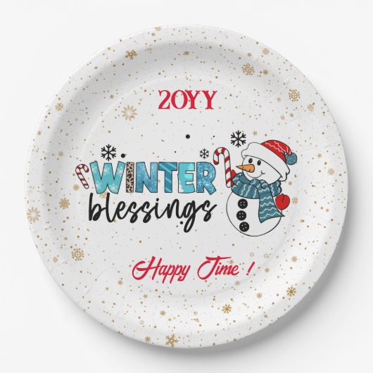 Winter Blessings Customize Papieren Bordje (Voorkant)