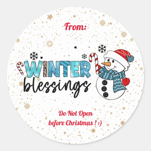 Winter Blessings Customize Ronde Sticker (Voorkant)