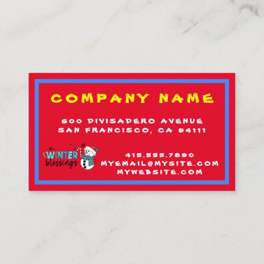 Winter Blessings Customize Visitekaartje (Achterkant)