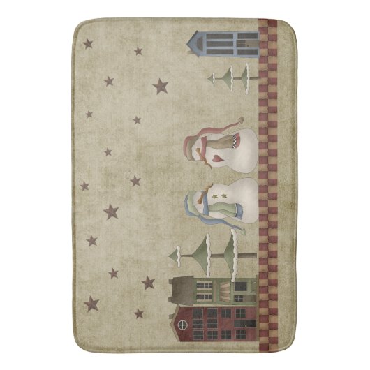 Winter Blessings Folkart Snowmen Paar Badmat (Voorkant Verticaal)