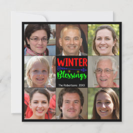 Winter Blessings kerstfamilie Foto collage Kaart
