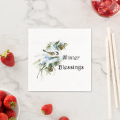 "Winter Blessings Paper Napkins Chickadee Snow" Servet (Insitu)