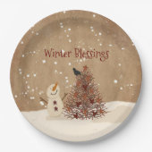 Winter Blessings Papieren Bordje (Voorkant)