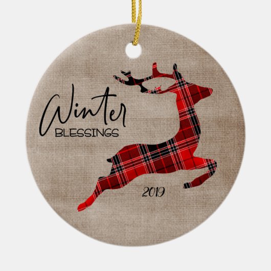 Winter Blessings Play Reindeer Keramisch Ornament (Voorkant)