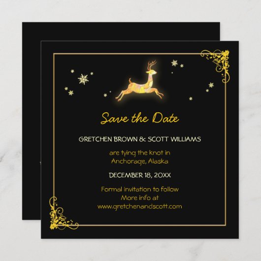 Winter Blessings Rendier Bruiloft Save the Date (Voorkant / Achterkant)