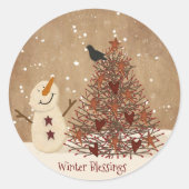 Winter Blessings Snowman Kerst sticker (Voorkant)