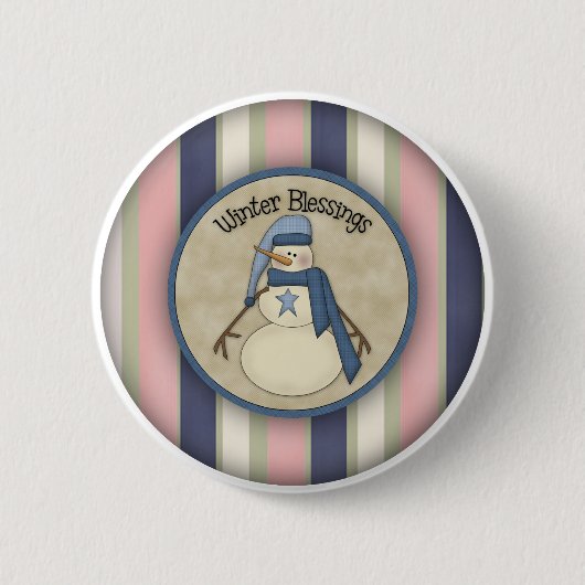 Winter Blessings Snowmen Ronde Button 5,7 Cm (Voorkant)