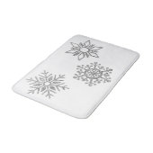 Winter Bling Zilveren Sneeuwvlokken op Wit Badmat (Gekanteld)