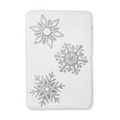 Winter Bling Zilveren Sneeuwvlokken op Wit Badmat (Voorkant Verticaal)