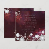 Winter Blings Merlot & Witte Bruiloft Kaart (Voorkant / Achterkant)