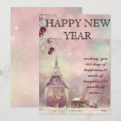 "Winter Bliss: Lichte pastels Nieuwjaarsgroet Feestdagenkaart (Voorkant / Achterkant)