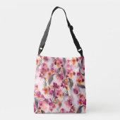 Winter Bliss Waterverf Bloemen- Gepersonaliseerde  Crossbody Tas (Achterkant)