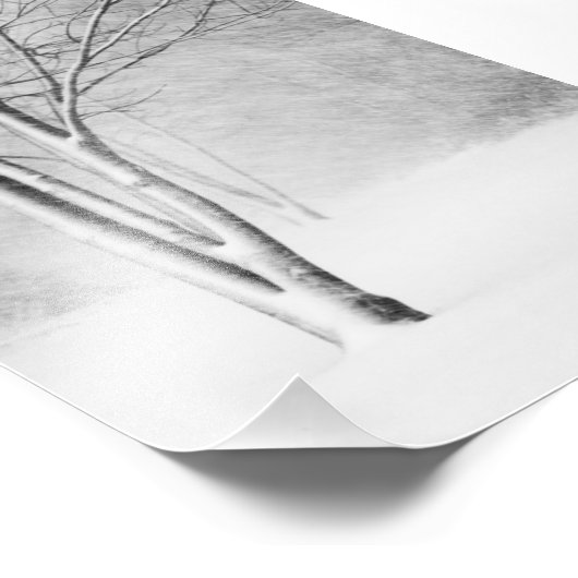 Winter Blizzard Snowy Tree White-Out Abstract Foto Afdruk (Hoek)