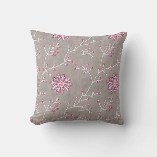 Winter Bloei Roze Knoppen Kussen (Voorkant)