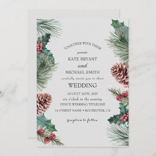 Winter bloeiende bruiloft uitnodiging (Voorkant / Achterkant)