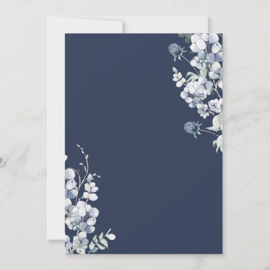 Winter Bloem Blue & Zilver Bruidsmeisje Feest Kaart (Achterkant)