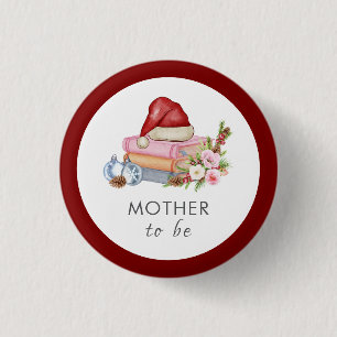 Winter Bloem Boeken Moeder Om Te Zijn Baby Shower Ronde Button 3,2 Cm