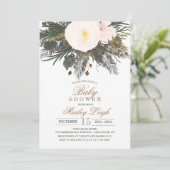 Winter Bloem Glitter Baby Shower Uitnodiging (Staand voorkant)