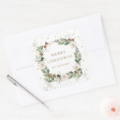 winter bloem goud glans vakantie monogram vierkante sticker (Envelop)