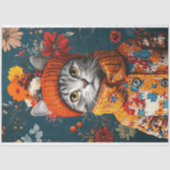 Winter Bloem Grijs Kat Decoupage Tissuepapier (Voorkant)